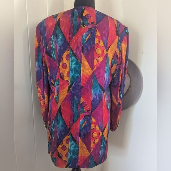 VTG Yarell Rainbow Clowncore Rebel Punk Power Blazer 80s Retro Art to Wear 8 - Picture 8 of 12